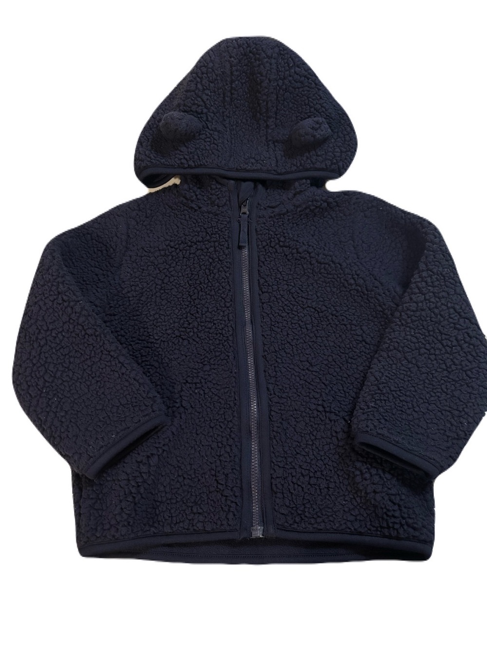 Kids Navy Sherpa Hoodie Jacket